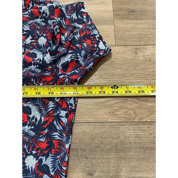 G/Fore Short Sleeve Golf Polo Mens M Stretch Blue/Red/Multi Tropical Print Shirt - Picture 9 of 9